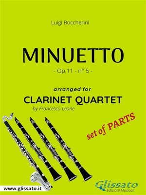 cover image of Minuetto--Clarinet Quartet set of PARTS